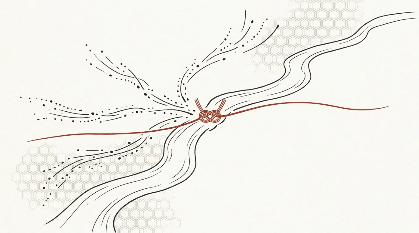 散らばった集客の努力が、ひとつの流れに集まっていく概念図